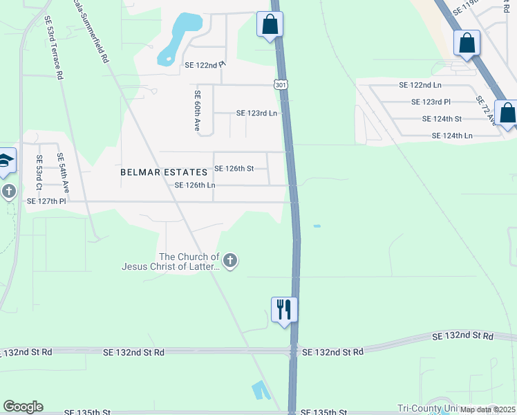 map of restaurants, bars, coffee shops, grocery stores, and more near 6264 Southeast 127th Place in Belleview