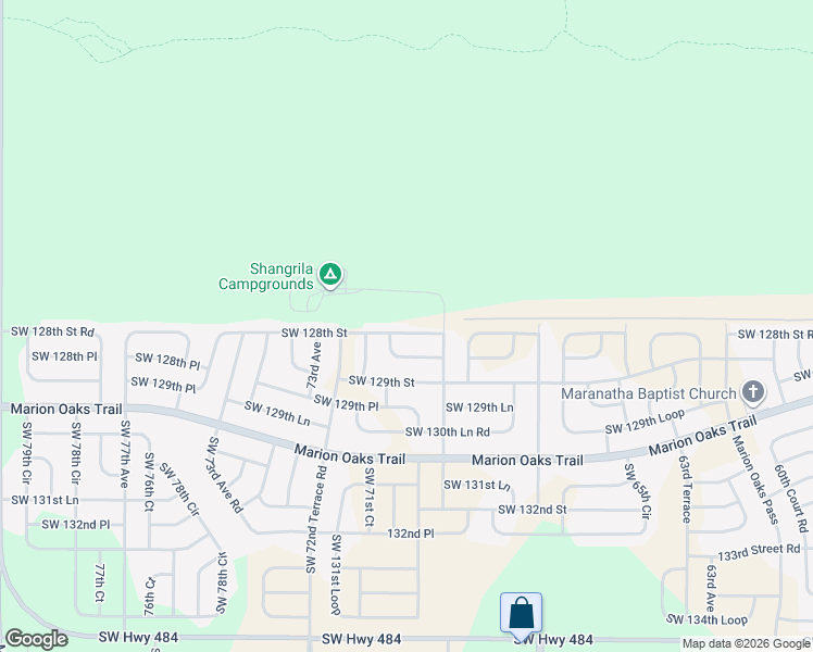 map of restaurants, bars, coffee shops, grocery stores, and more near 7029 Southwest 128th Street in Ocala