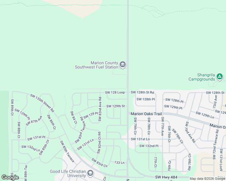 map of restaurants, bars, coffee shops, grocery stores, and more near 8040 Southwest 128 Loop in Ocala