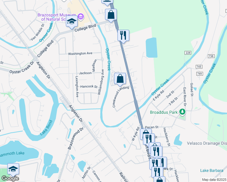 map of restaurants, bars, coffee shops, grocery stores, and more near 105 Creekwood Landing Drive in Richwood