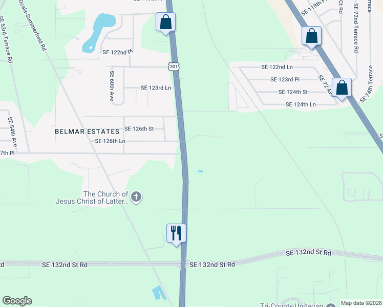 map of restaurants, bars, coffee shops, grocery stores, and more near 6370 Southeast 127th Place in Belleview