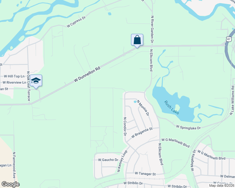 map of restaurants, bars, coffee shops, grocery stores, and more near 11953 North Glenview Avenue in Dunnellon