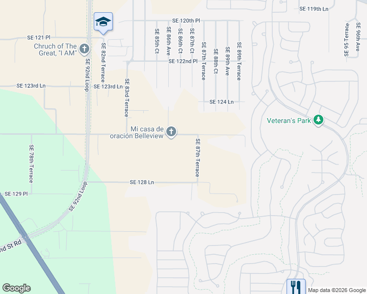 map of restaurants, bars, coffee shops, grocery stores, and more near 8680 Southeast 126th Place in Belleview