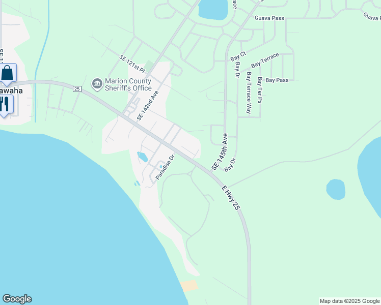 map of restaurants, bars, coffee shops, grocery stores, and more near 14460 Southeast 122nd Lane Road in Ocklawaha