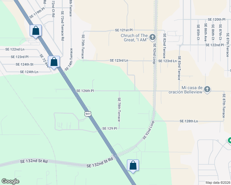 map of restaurants, bars, coffee shops, grocery stores, and more near 12656 Southeast 78th Terrace in Belleview