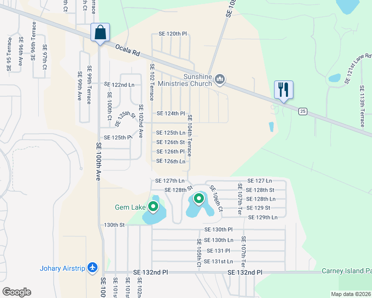 map of restaurants, bars, coffee shops, grocery stores, and more near 12620 Southeast 104th Terrace in Belleview