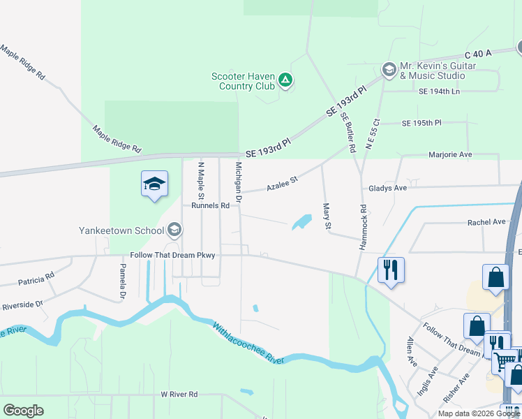 map of restaurants, bars, coffee shops, grocery stores, and more near 35 Karen Street in Inglis