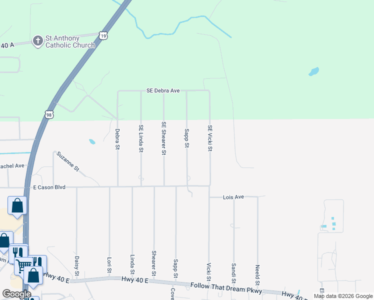 map of restaurants, bars, coffee shops, grocery stores, and more near 376 Sapp Street in Inglis