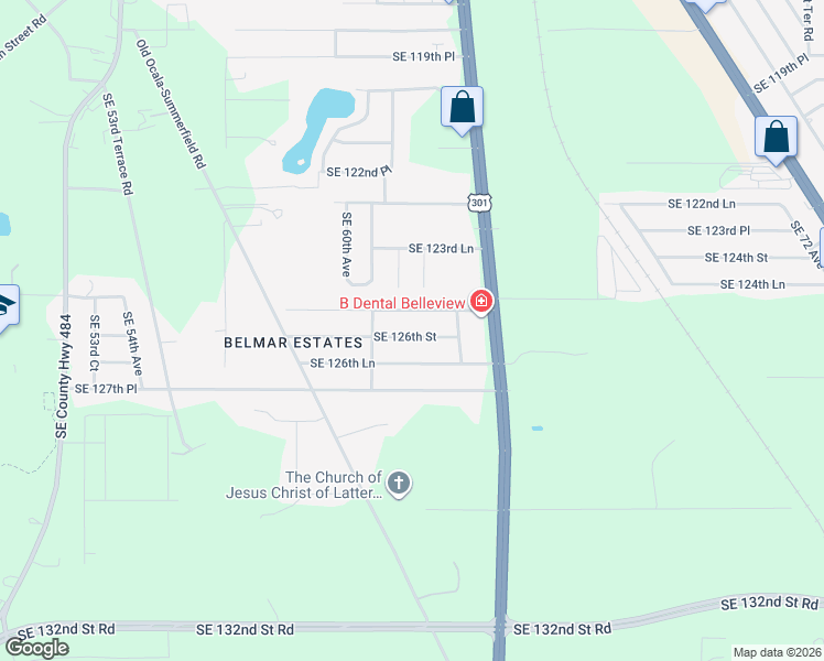map of restaurants, bars, coffee shops, grocery stores, and more near 6152 Southeast 125th Place in Belleview