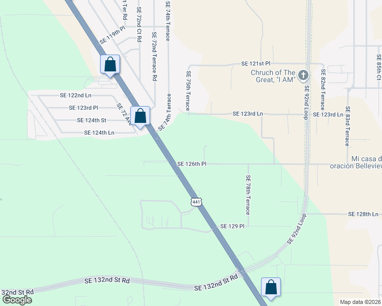 map of restaurants, bars, coffee shops, grocery stores, and more near 7711 Southeast 126th Place in Belleview