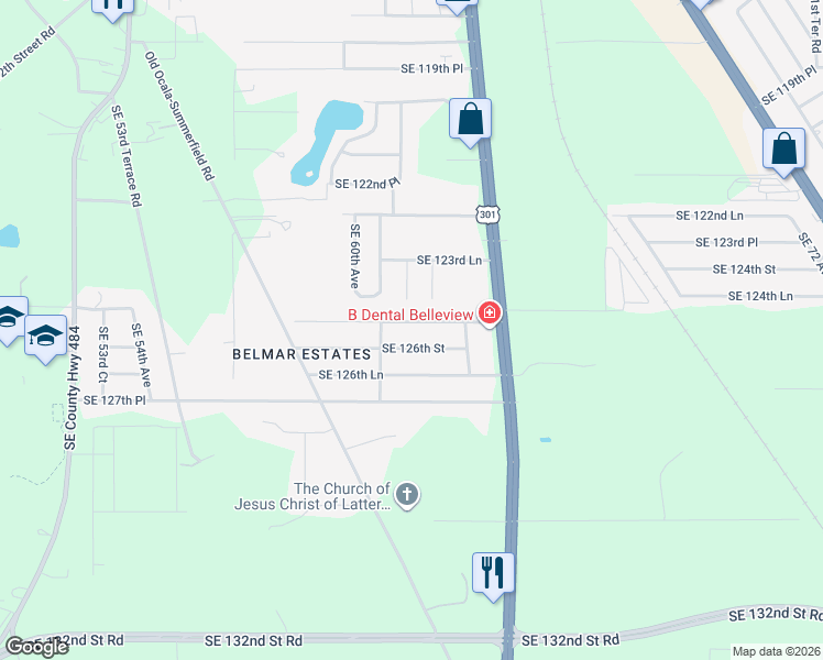 map of restaurants, bars, coffee shops, grocery stores, and more near 6152 Southeast 125th Place in Belleview