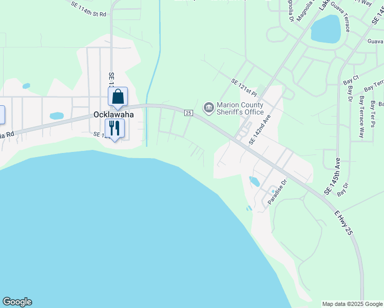 map of restaurants, bars, coffee shops, grocery stores, and more near 13920 Southeast 124th Street in Ocklawaha