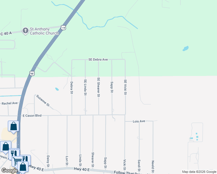 map of restaurants, bars, coffee shops, grocery stores, and more near 376 Sapp Street in Inglis