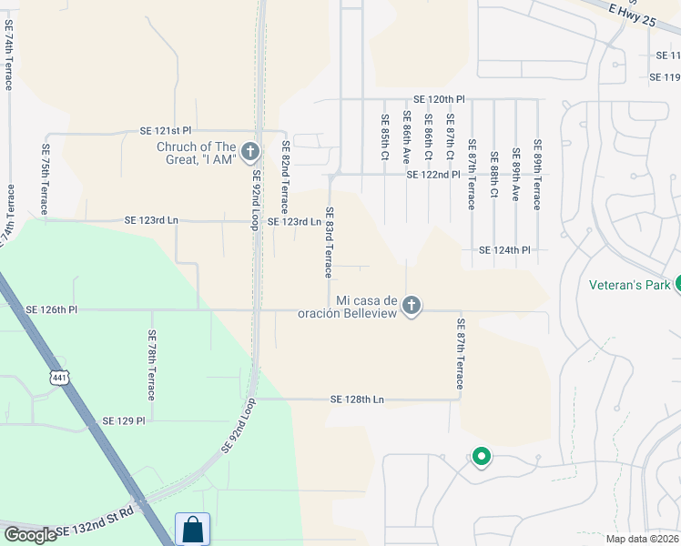 map of restaurants, bars, coffee shops, grocery stores, and more near 12525 Southeast 83rd Terrace in Belleview