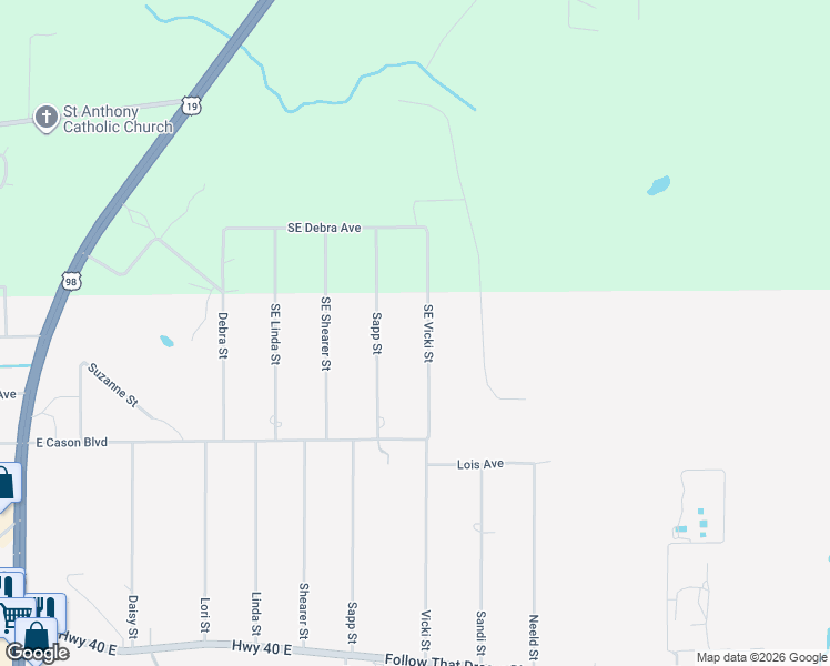 map of restaurants, bars, coffee shops, grocery stores, and more near 388 Vicki Street in Inglis