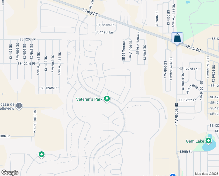 map of restaurants, bars, coffee shops, grocery stores, and more near 12483 Southeast 93rd Court Road in Summerfield