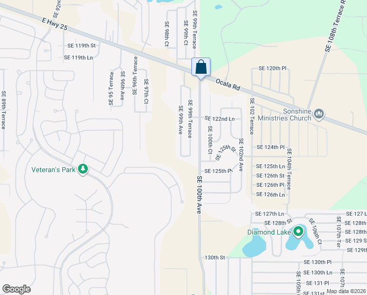 map of restaurants, bars, coffee shops, grocery stores, and more near 12441 Southeast 99th Avenue in Belleview