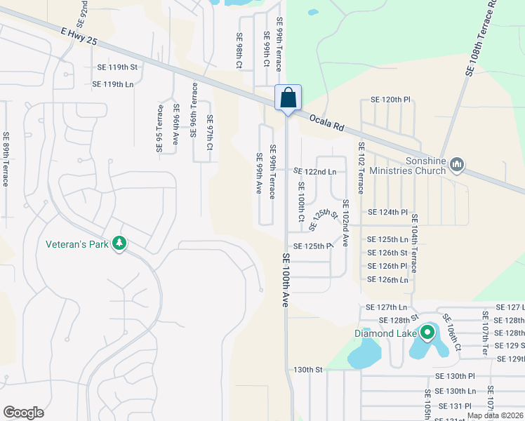 map of restaurants, bars, coffee shops, grocery stores, and more near 12441 SE 99th Ave in Belleview