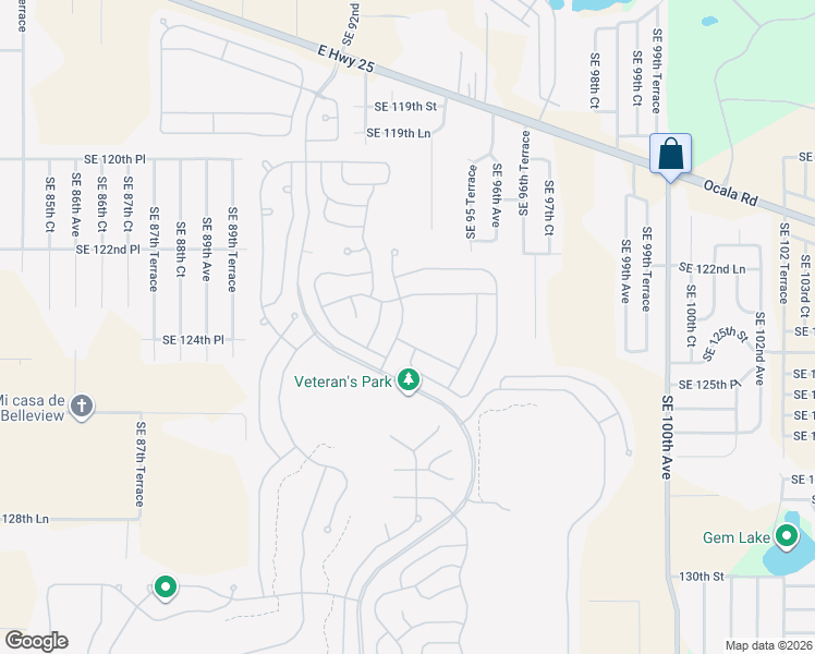 map of restaurants, bars, coffee shops, grocery stores, and more near 12483 Southeast 93rd Court Road in Summerfield