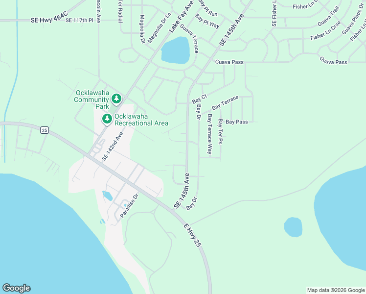 map of restaurants, bars, coffee shops, grocery stores, and more near 140 Bay Road in Ocklawaha