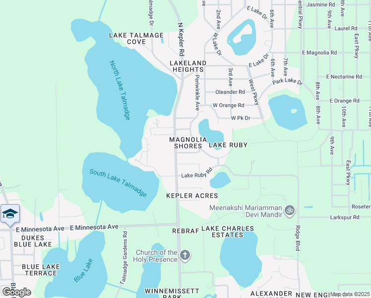 map of restaurants, bars, coffee shops, grocery stores, and more near 2229 Poinsettia Drive in DeLand