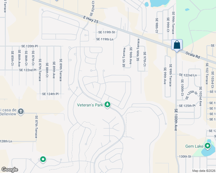 map of restaurants, bars, coffee shops, grocery stores, and more near 12483 Southeast 93rd Court Road in Summerfield