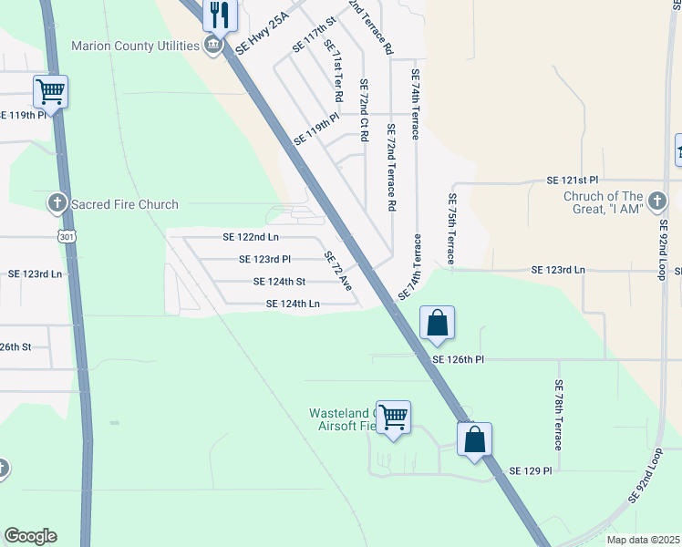 map of restaurants, bars, coffee shops, grocery stores, and more near Southeast 72 Avenue in Belleview