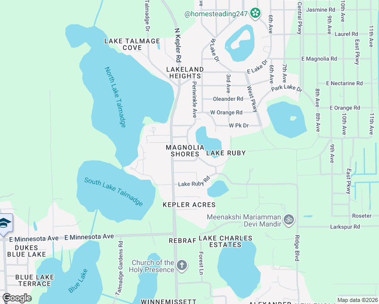 map of restaurants, bars, coffee shops, grocery stores, and more near 2246 Mimosa Lane in DeLand