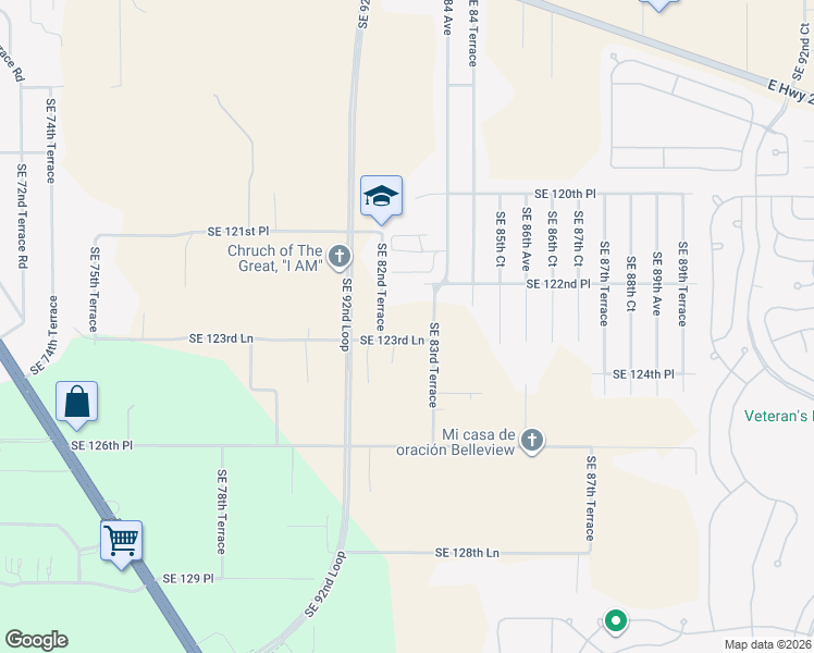 map of restaurants, bars, coffee shops, grocery stores, and more near 8357 Southeast 123rd Lane in Belleview