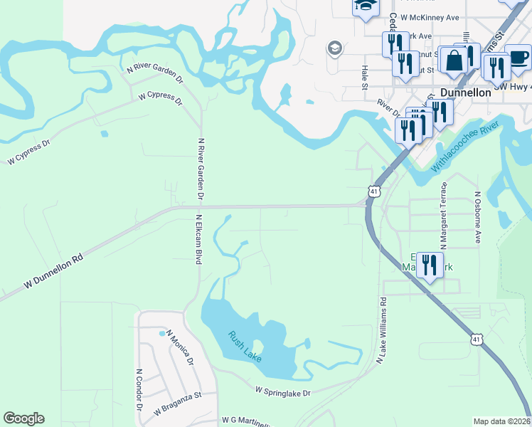 map of restaurants, bars, coffee shops, grocery stores, and more near 2262 West Dunnellon Road in Dunnellon