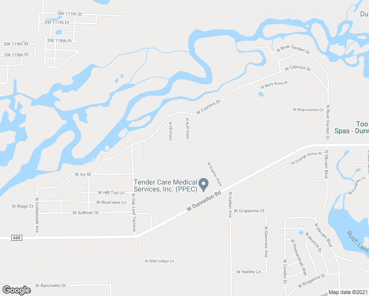 map of restaurants, bars, coffee shops, grocery stores, and more near 12330 North Ruff Point in Dunnellon