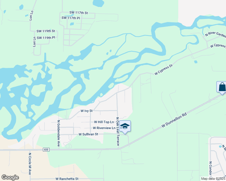 map of restaurants, bars, coffee shops, grocery stores, and more near 3525 West Cypress Drive in Dunnellon