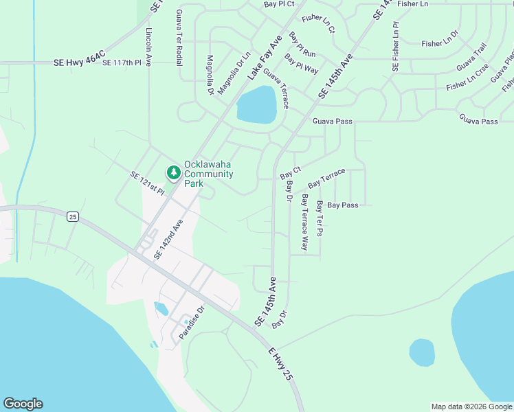 map of restaurants, bars, coffee shops, grocery stores, and more near 13 Bay Track in Ocklawaha