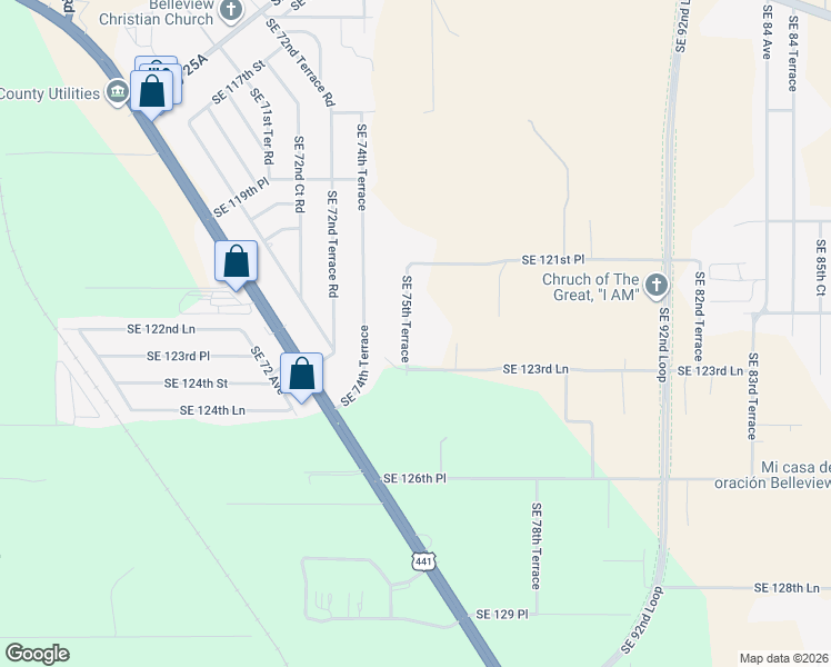 map of restaurants, bars, coffee shops, grocery stores, and more near 12292 Southeast 75th Terrace in Belleview