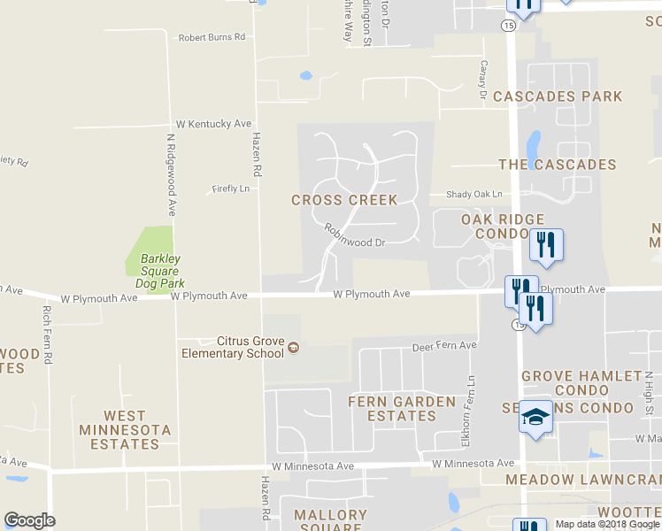 map of restaurants, bars, coffee shops, grocery stores, and more near 904 Cabbage Court in DeLand