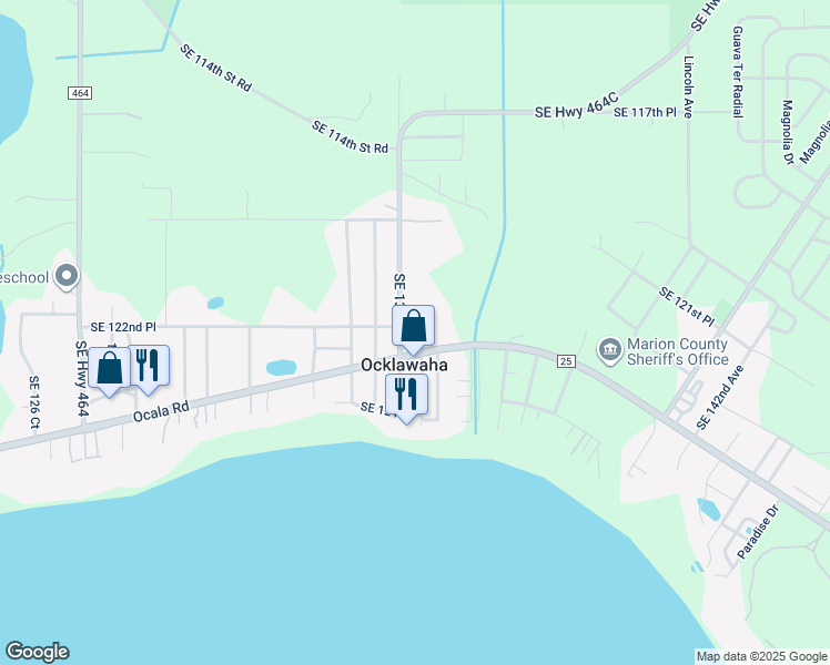 map of restaurants, bars, coffee shops, grocery stores, and more near 13540 Southeast 122nd Place in Marion