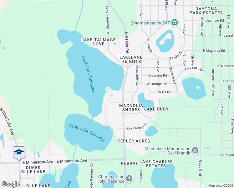 map of restaurants, bars, coffee shops, grocery stores, and more near 940 North Kepler Road in DeLand