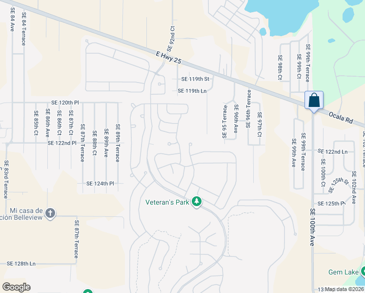 map of restaurants, bars, coffee shops, grocery stores, and more near 12255 Southeast 92nd Court Road in Summerfield