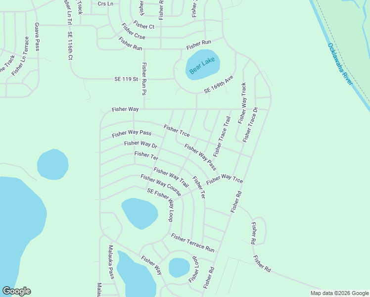 map of restaurants, bars, coffee shops, grocery stores, and more near 46 Fisher Trace Run Road in Ocklawaha