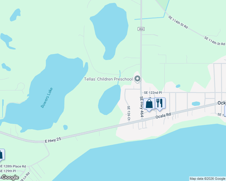 map of restaurants, bars, coffee shops, grocery stores, and more near 12582 Southeast 120th Street in Ocklawaha