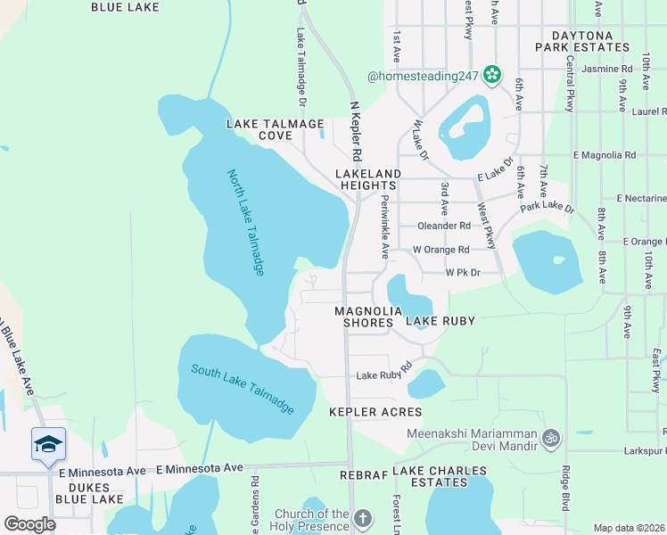 map of restaurants, bars, coffee shops, grocery stores, and more near 940 North Kepler Road in DeLand