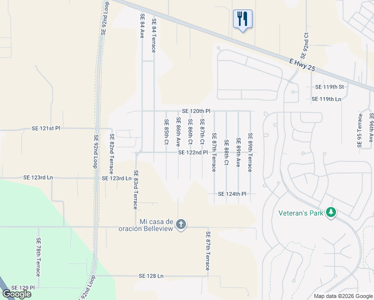 map of restaurants, bars, coffee shops, grocery stores, and more near 12201 Southeast 86th Court in Belleview