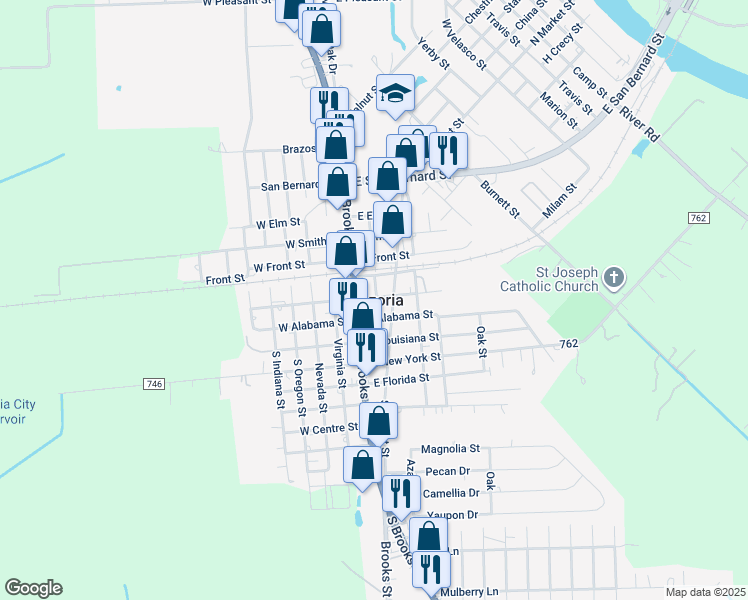 map of restaurants, bars, coffee shops, grocery stores, and more near in Brazoria