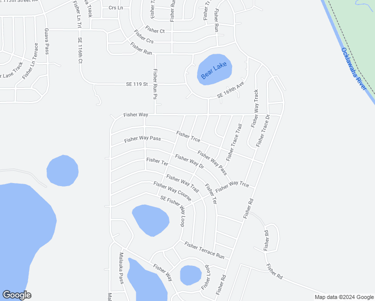 map of restaurants, bars, coffee shops, grocery stores, and more near 46 Fisher Trace Run Road in Ocklawaha