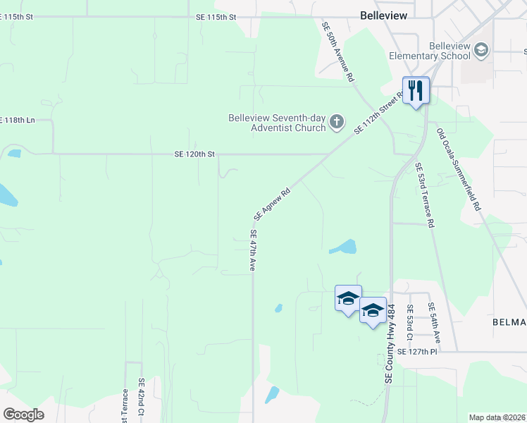 map of restaurants, bars, coffee shops, grocery stores, and more near 12271 Southeast 47th Avenue in Belleview