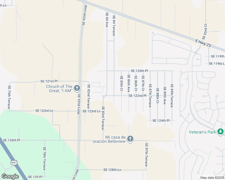 map of restaurants, bars, coffee shops, grocery stores, and more near 12190 Southeast 84 Terrace in Belleview