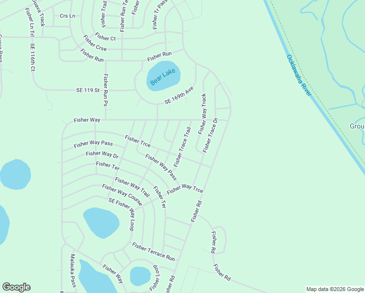 map of restaurants, bars, coffee shops, grocery stores, and more near Fisher Trace Trail in Silver Springs Shores East