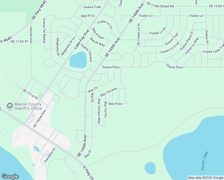 map of restaurants, bars, coffee shops, grocery stores, and more near 25 Bay Terrace in Ocklawaha