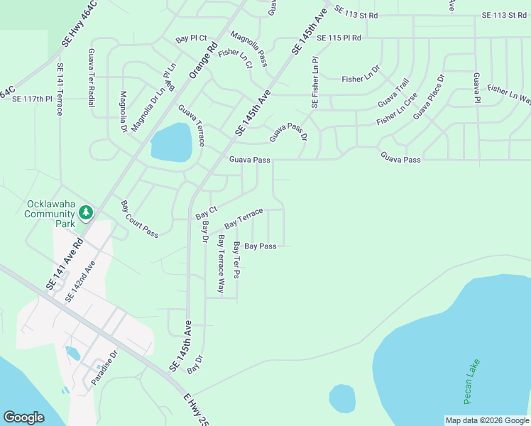 map of restaurants, bars, coffee shops, grocery stores, and more near 25 Bay Terrace in Ocklawaha