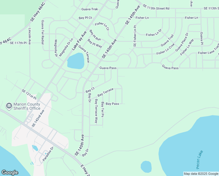 map of restaurants, bars, coffee shops, grocery stores, and more near 25 Bay Terrace in Ocklawaha